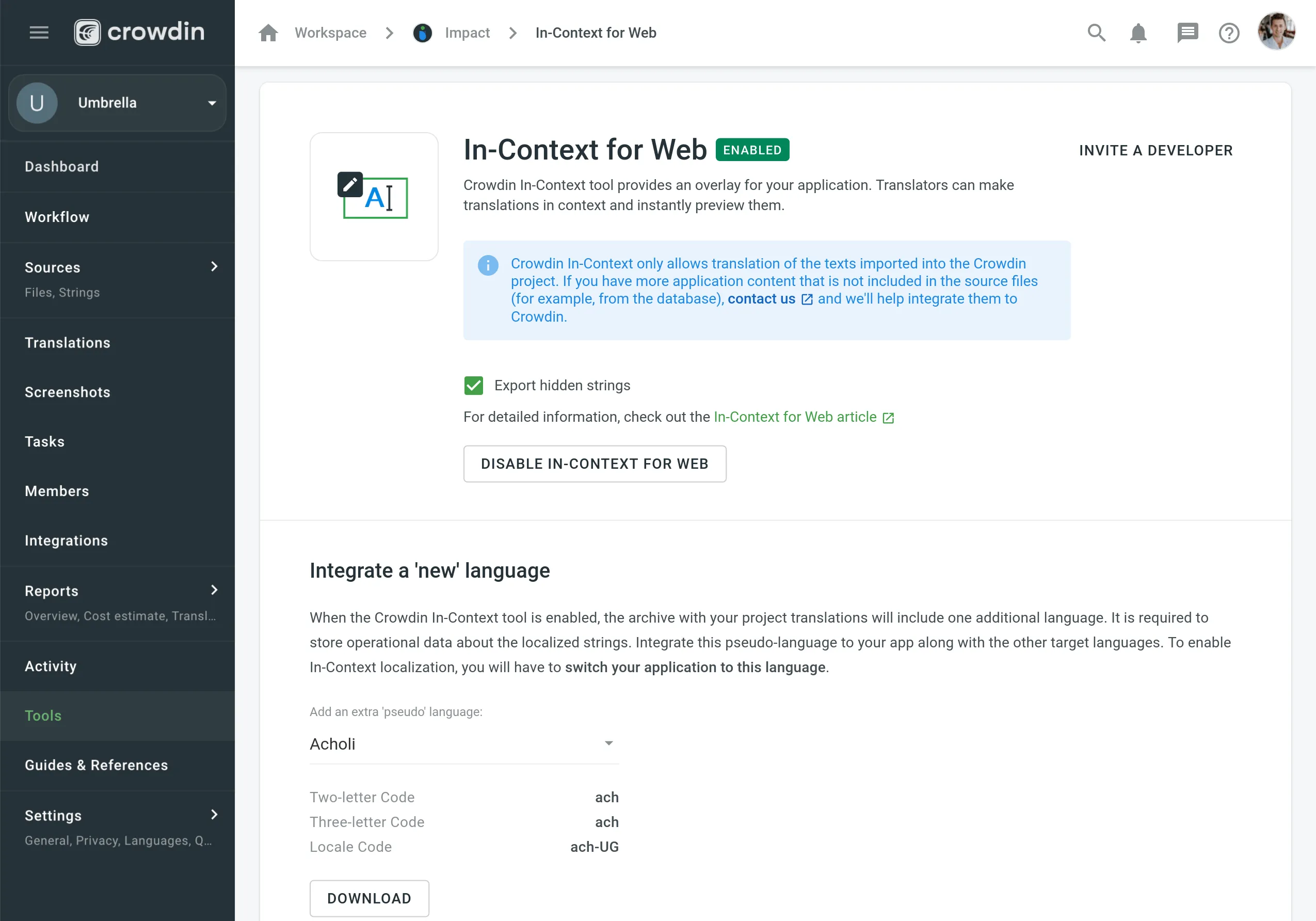 In-Context-Tab in Enterprise